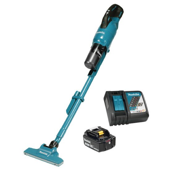 Makita DCL286FRF aspirateur balai et balai électrique Aspirateur-balai 2 en 1 Batterie Sec Cyclonique Sans sac 0,25 L 100 W Noir, Bleu 3 Ah