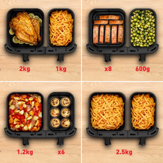 Tefal Easy Fry Dual XXL EY942HE0 friteuse Double 11 L Autonome 2020 W Friteuse d'air chaud Gris