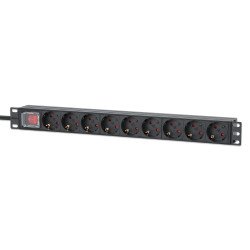 Intellinet Unité de distribution d'alimentation (PDU) 19" 1U à 9 prises EU, avec interrupteur marche/arrêt, montage horizontal, 16 A, prises EU CEE 7/3, câble d'alimentation 2 m, sortie, montage en rack, garantie trois ans