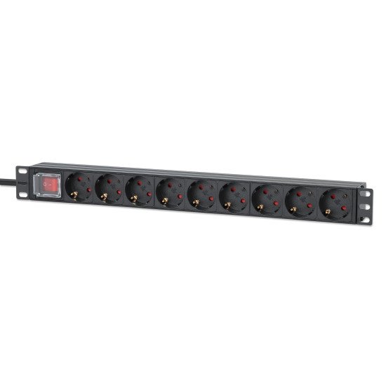 Intellinet Unité de distribution d'alimentation (PDU) 19" 1U à 9 prises EU, avec interrupteur marche/arrêt, montage horizontal, 16 A, prises EU CEE 7/3, câble d'alimentation 2 m, sortie, montage en rack, garantie trois ans