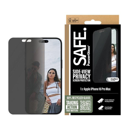 PanzerGlass SAFE. by ® Privacy Screen Protector iPhone 16 Pro Max | Ultra-Wide Fit Protection d'écran transparent Apple 1 pièce(s)