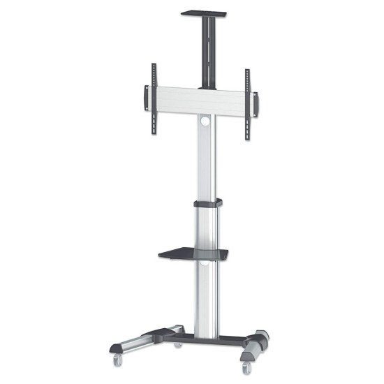 Manhattan Chariot pour TV/moniteurs, écrans 37"–65", Compatibilité VESA : de 200x200 à 600x400 mm (vérifiez les dimensions des quatre trous de fixation à l'arrière), charge max. 50 kg, argent, LFD, support, garantie à vie