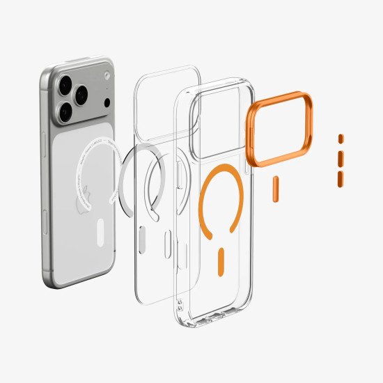 Spigen Ultra Hybrid Optik S (Mag Fit) coque de protection pour téléphones portables 17,5 cm (6.9") Housse Transparent, Orange