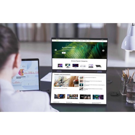 Acer PD163Qbmiuux écran PC 39,6 cm (15.6") 1920 x 1080 pixels Double Full HD LED Gris