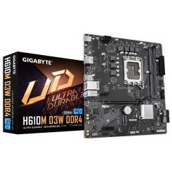 GIGABYTE H610M D3W DDR4 Carte mère - Compatible avec les processeurs Intel Core de 14e génération, VRM 5+1+1 phases, jusqu'à 3200 MHz DDR4, 1xPCIe 3.0 M.2, LAN 1 GbE, USB 3.2 Gen 1 GIGABYTE H610M D3W DDR4 Carte mère - Compatible avec les processeurs Intel Core de 14e génération, VRM 5+1+1 phases, jusqu'à 3200 MHz DDR4, 1xPCIe 3.0 M.2, LAN 1 GbE, USB 3.2 Gen 1