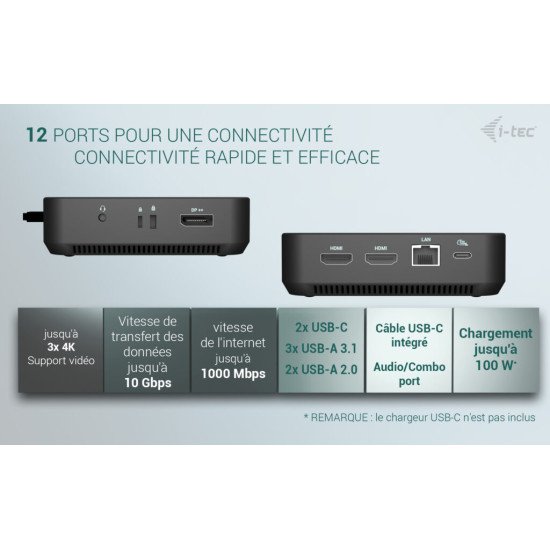 i-tec USB-C DP Dual HDMI Docking Station with Power Delivery 100 W