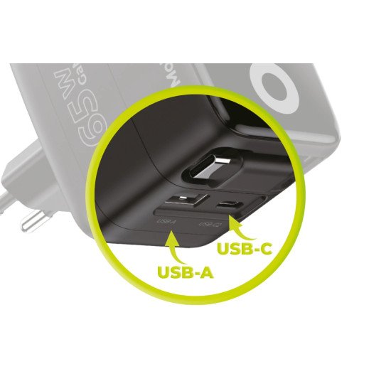 Mobile Origin MO-65WDCH-PW3 chargeur d'appareils mobiles Universel Noir Secteur Charge rapide Intérieure