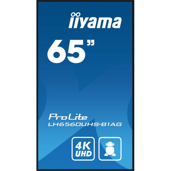 iiyama PROLITE 165,1 cm (65") LED Wifi 500 cd/m² 4K Ultra HD Noir Intégré dans le processeur Android 11 24/7