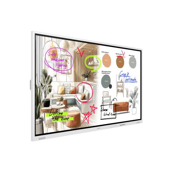Samsung WM75FX Écran plat de signalisation numérique 190,5 cm (75") LED Wifi 450 cd/m² 4K Ultra HD Gris, Blanc Écran tactile Tizen 12/7