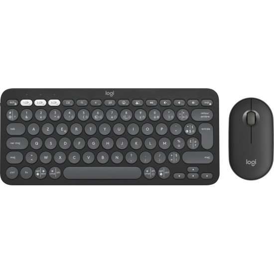 Logitech Pebble 2 Combo clavier Souris incluse RF sans fil + Bluetooth AZERTY Français Graphite