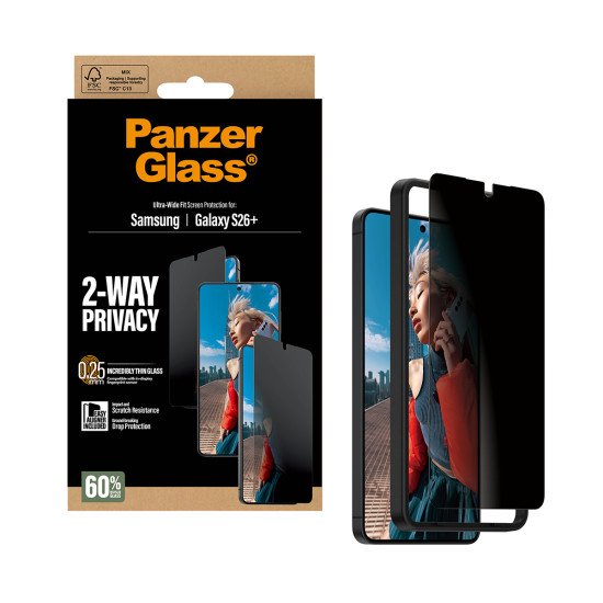 PanzerGlass ® 2-Way Privacy Screen Protector Samsung Galaxy S26+ | Ultra-Wide Fit w. EasyAligner Protection d'écran transparent 1 pièce(s)