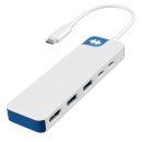 HYPER HD4101BUGL hub & concentrateur USB Type-C 5000 Mbit/s Bleu, Blanc