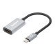 Manhattan Câble USB-C vers HDMI, 4K@60Hz + USB 5 Gbit/s (USB 3.2 Gen 1 / USB 3.0), 11 cm, mâle à mâle, noir/argent, garantie 3 ans