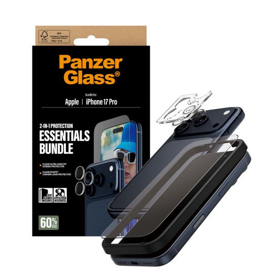 PanzerGlass ® 2-in-1 Essentials Bundle iPhone 17 Pro Protection d'écran transparent Apple 1 pièce(s)