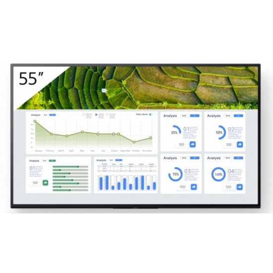 Sony FW-55BZ30L affichage de messages Panneau plat de signalisation numérique 139,7 cm (55") LCD Wifi 440 cd/m² 4K Ultra HD Noir Android 24/7