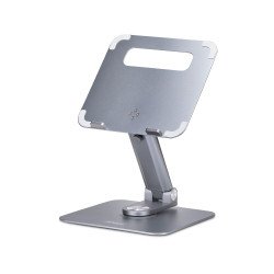 StarTech.com Support Télescopique pour PC Portable, Base Pivotante à 360°, Support Rotatif pour Bureau, Hauteur et Inclinaison Réglables, Poids Max 5kg, Construction en Aluminium, Design Portable