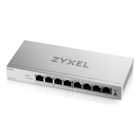 Zyxel GS1200-8HPV3 Géré L2 Gigabit Ethernet (10/100/1000) Connexion Ethernet POE Bureau Gris