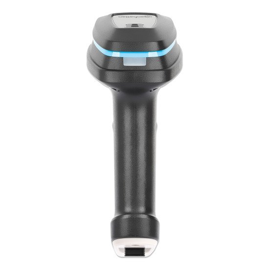 Manhattan Scanner code-barres 2D sans fil, profondeur de lecture 250 mm, portée effective jusqu'à 80 m (ligne de vue), lumière ambiante max. 100 000 lux, noir, câble de charge USB-A vers USB-C (1 m) inclus, garantie 3 ans