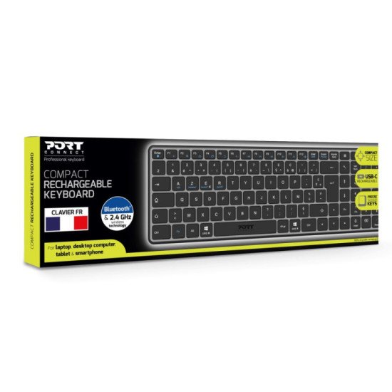 Port Designs 911002FR clavier maison/bureau RF sans fil + Bluetooth AZERTY Français Noir, Gris Port Designs 911002FR clavier maison/bureau RF sans fil + Bluetooth AZERTY Français Noir, Gris