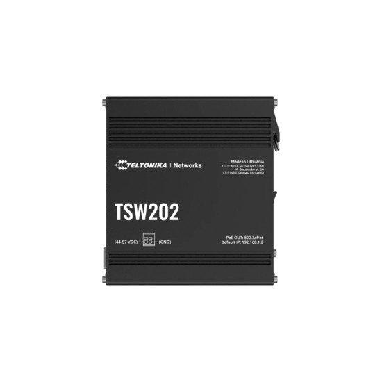 Teltonika TSW202 Géré L2 Gigabit Ethernet (10/100/1000) Connexion Ethernet POE Aluminium, Bleu