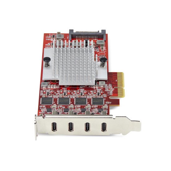 StarTech.com Carte PCIe USB-C 4 Ports, USB 3.2 10 Gbit/s, Carte d'Extension PCI Express USB-C, 4 Contrôleurs USB Indépendants, Carte PCIe USB Type-C, Windows/Linux/macOS, Conforme TAA