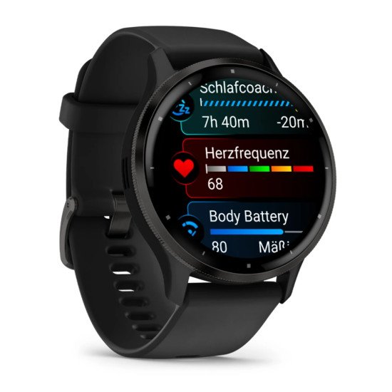 Garmin Venu 3 3,56 cm (1.4") AMOLED 45 mm Numérique 454 x 454 pixels Écran tactile Noir Wifi GPS (satellite)