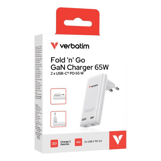 Verbatim 32355 chargeur d'appareils mobiles Ordinateur portable, Smartphone, Tablette Blanc Secteur Charge rapide Intérieure