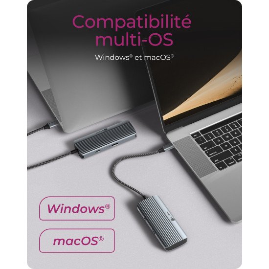 ICY BOX IB-DK4022a-CPD Avec fil USB 3.2 Gen 1 (3.1 Gen 1) Type-C Aluminium, Argent