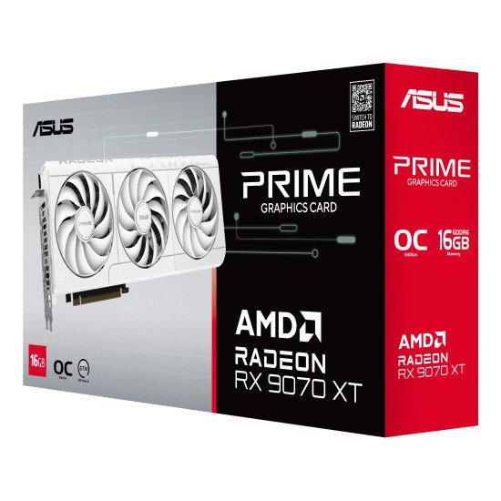 ASUS Prime -RX9070XT-O16G-WHITE AMD Radeon RX 9070 XT 16 Go GDDR6