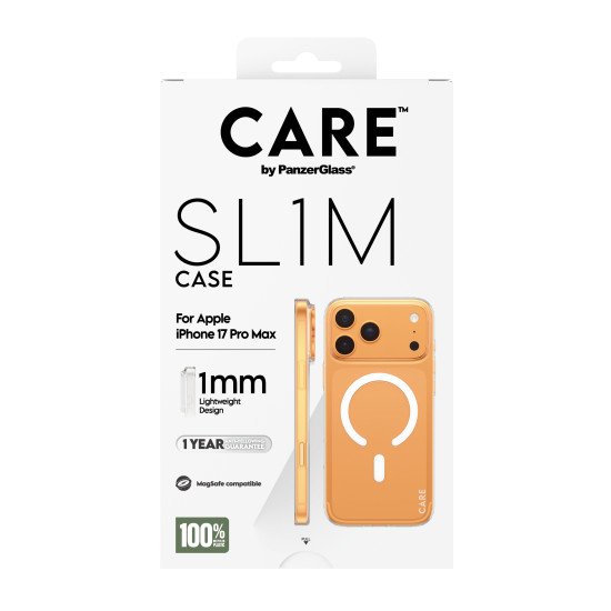 PanzerGlass CARE™ by ® SL1M Case Transparent w. MagSafe iPhone 17 Pro Max coque de protection pour téléphones portables Housse