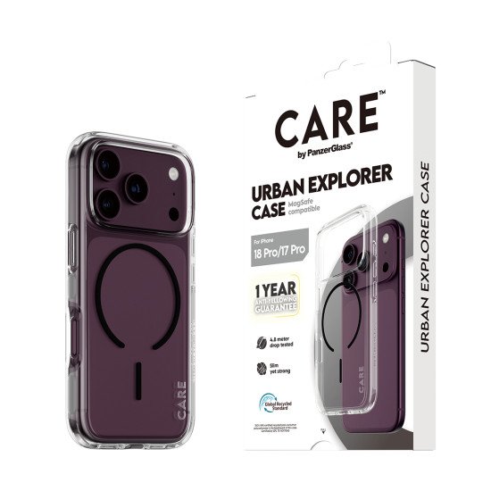 PanzerGlass CARE™ by ® Urban Explorer Case Transparent w. Black MagSafe iPhone 2026 Pro | 17 Pro coque de protection pour téléphones portables Housse