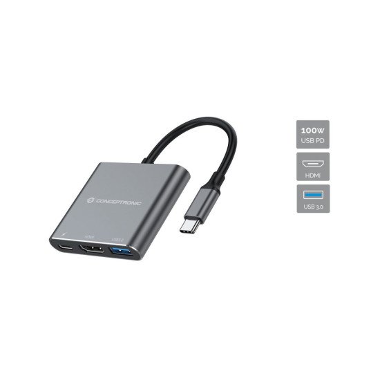 Conceptronic DONN18G station d'accueil Avec fil USB 3.2 Gen 1 (3.1 Gen 1) Type-C Gris Conceptronic DONN18G station d'accueil Avec fil USB 3.2 Gen 1 (3.1 Gen 1) Type-C Gris