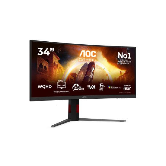 AOC G4 CU34G4ZCA écran PC 86,4 cm (34") 3440 x 1440 pixels Wide Quad HD Noir, Rouge