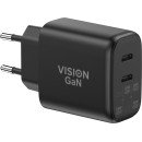 Vision TC-PUSBCEU/65 chargeur d'appareils mobiles Universel Noir Secteur Charge rapide Intérieure