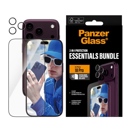 PanzerGlass ® 2-in-1 Essentials Bundle iPhone 2026 Pro Protection d'écran transparent 1 pièce(s)
