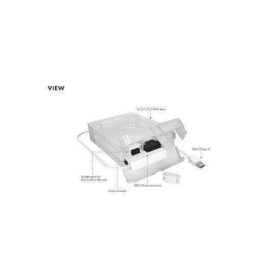 ICY BOX IB-AC705-6G USB 3.2 Gen 1 (3.1 Gen 1) Type-A Blanc