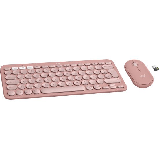 Logitech Pebble 2 Combo clavier Souris incluse RF sans fil + Bluetooth QWERTY US International Rose