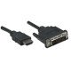 Manhattan Câble HDMI vers DVI-D 24+1, Dual Link, 1 m, mâle à mâle, compatible DVI-D, noir, garantie à vie, équivalent à HDDVIMM1M