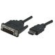 Manhattan Câble HDMI vers DVI-D 24+1, Dual Link, 1 m, mâle à mâle, compatible DVI-D, noir, garantie à vie, équivalent à HDDVIMM1M
