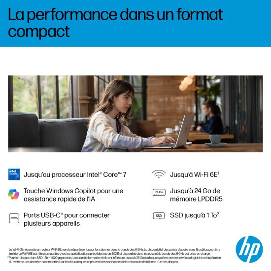 HP OmniBook 5 Flip 14-fp0742nb Intel® Core™ i3 i3-1315U Hybride (2-en-1) 35,6 cm (14") Écran tactile 2K 8 Go LPDDR5-SDRAM 512 Go SSD Wi-Fi 6 (802.11ax) Windows 11 Home Argent