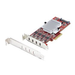 StarTech.com Carte PCIe USB-C 4 Ports, USB 3.2 10 Gbit/s, Carte d'Extension PCI Express USB-C, 4 Contrôleurs USB Indépendants, Carte PCIe USB Type-C, Windows/Linux/macOS, Conforme TAA