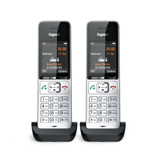 Gigaset COMFORT 500HX duo Téléphone analog/dect Identification de l'appelant Noir, Argent