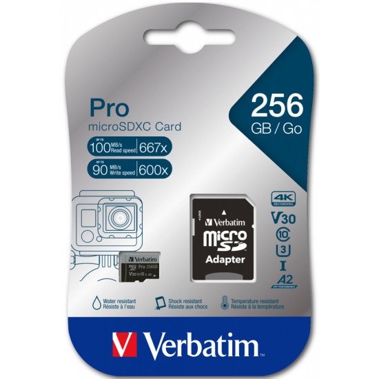 Verbatim 47045 mémoire flash 256 Go MicroSDXC UHS-I Classe 10