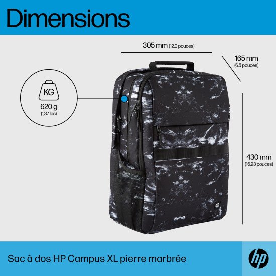 HP Sac à dos Campus XL imprimé marbre