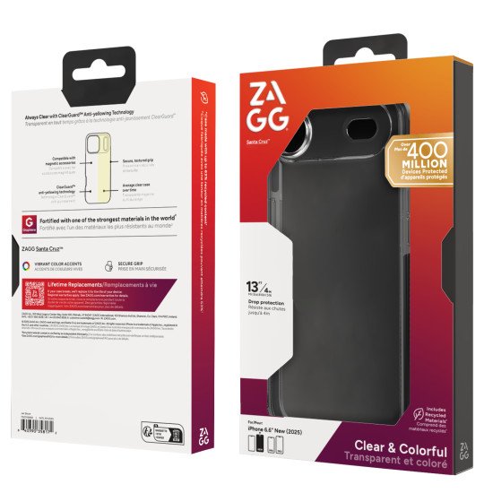 ZAGG Santa Cruz coque de protection pour téléphones portables 16 cm (6.3") Housse Noir, Transparent ZAGG Santa Cruz coque de protection pour téléphones portables 16 cm (6.3") Housse Noir, Transparent