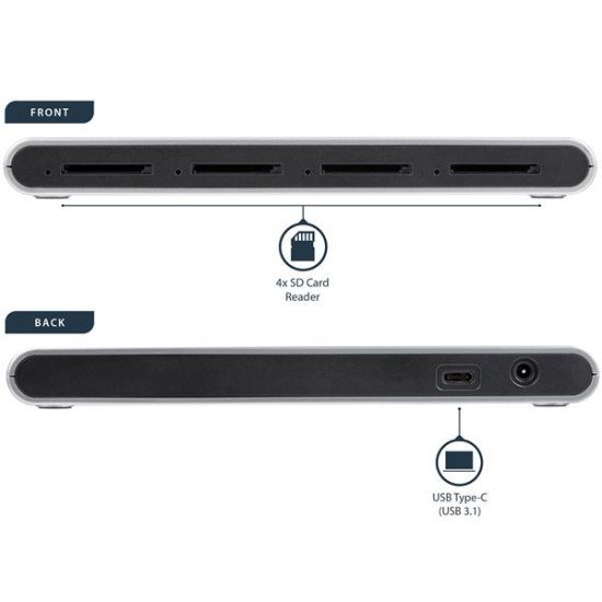 StarTech.com Lecteur de carte mémoire SD à 4 ports avec interface USB-C - USB 3.1 (10 Gbps)