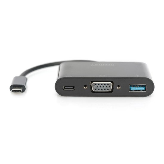 Digitus DA-70854 câble vidéo et adaptateur 0,15 m USB Type-C USB Type-C + USB Type-A + VGA (D-Sub) Noir