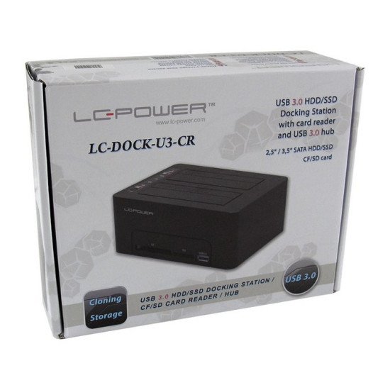 LC-Power LC-DOCK-U3-CR Station d'accueil de disques de stockage USB 3.2 Gen 1 (3.1 Gen 1) Type-A Noir