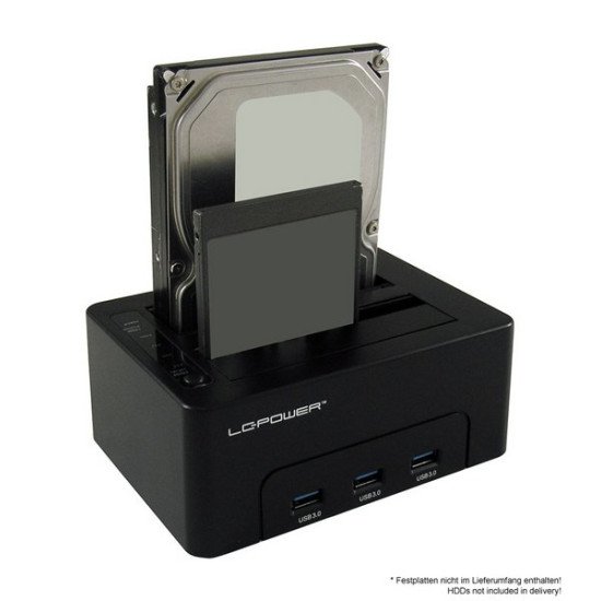 LC-Power LC-DOCK-U3-HUB Station d'accueil de disques de stockage USB 3.2 Gen 1 (3.1 Gen 1) Type-B Noir