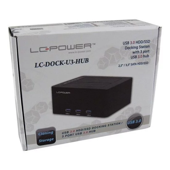 LC-Power LC-DOCK-U3-HUB Station d'accueil de disques de stockage USB 3.2 Gen 1 (3.1 Gen 1) Type-B Noir LC-Power LC-DOCK-U3-HUB Station d'accueil de disques de stockage USB 3.2 Gen 1 (3.1 Gen 1) Type-B Noir